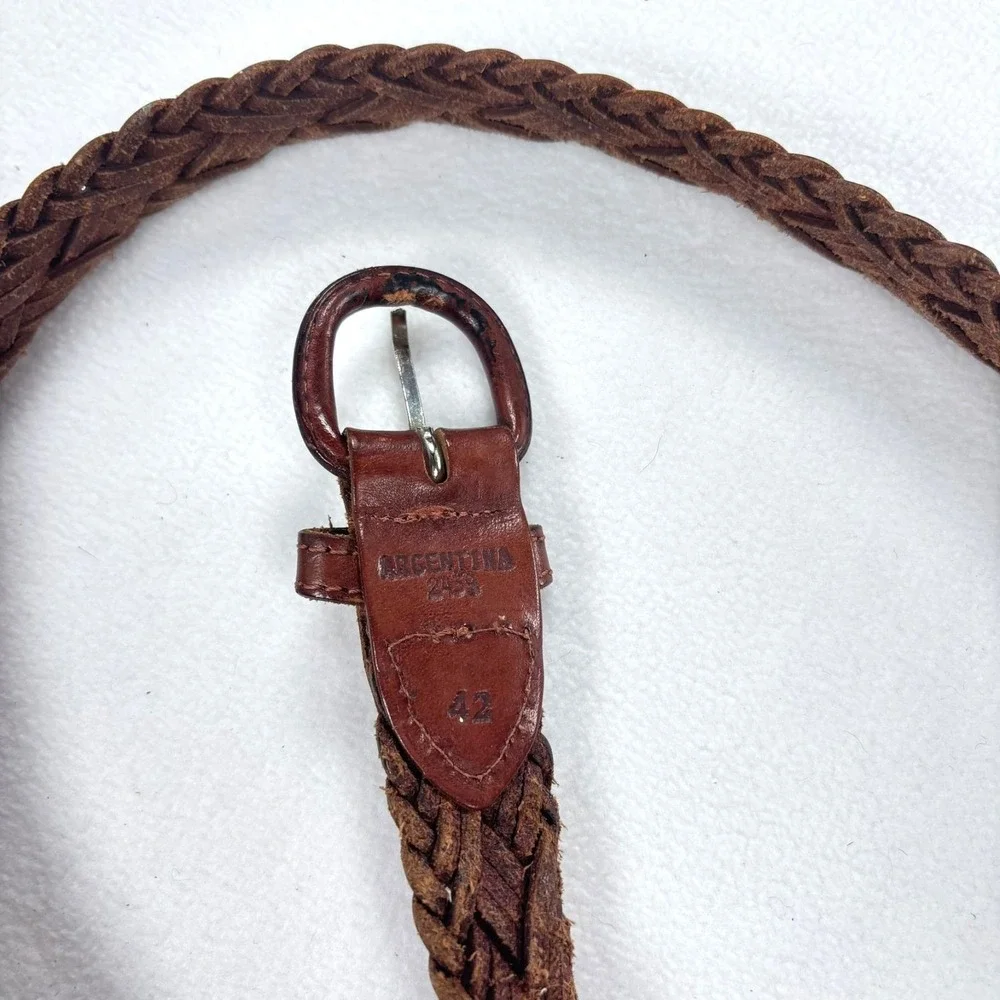 VTG‎ Dockers Leather Belt Mens Braided Brown Size 44